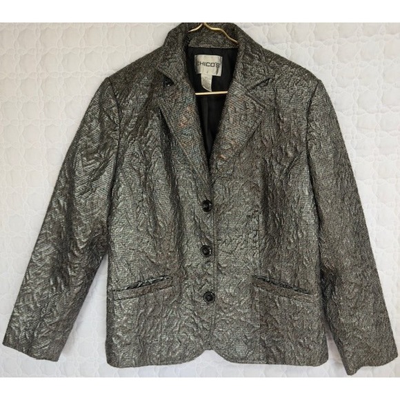 Chico's Jackets & Blazers - Chico's Blazer Women's Size Button Shimmer Metallic Glitz Glam Corporate Shimmer